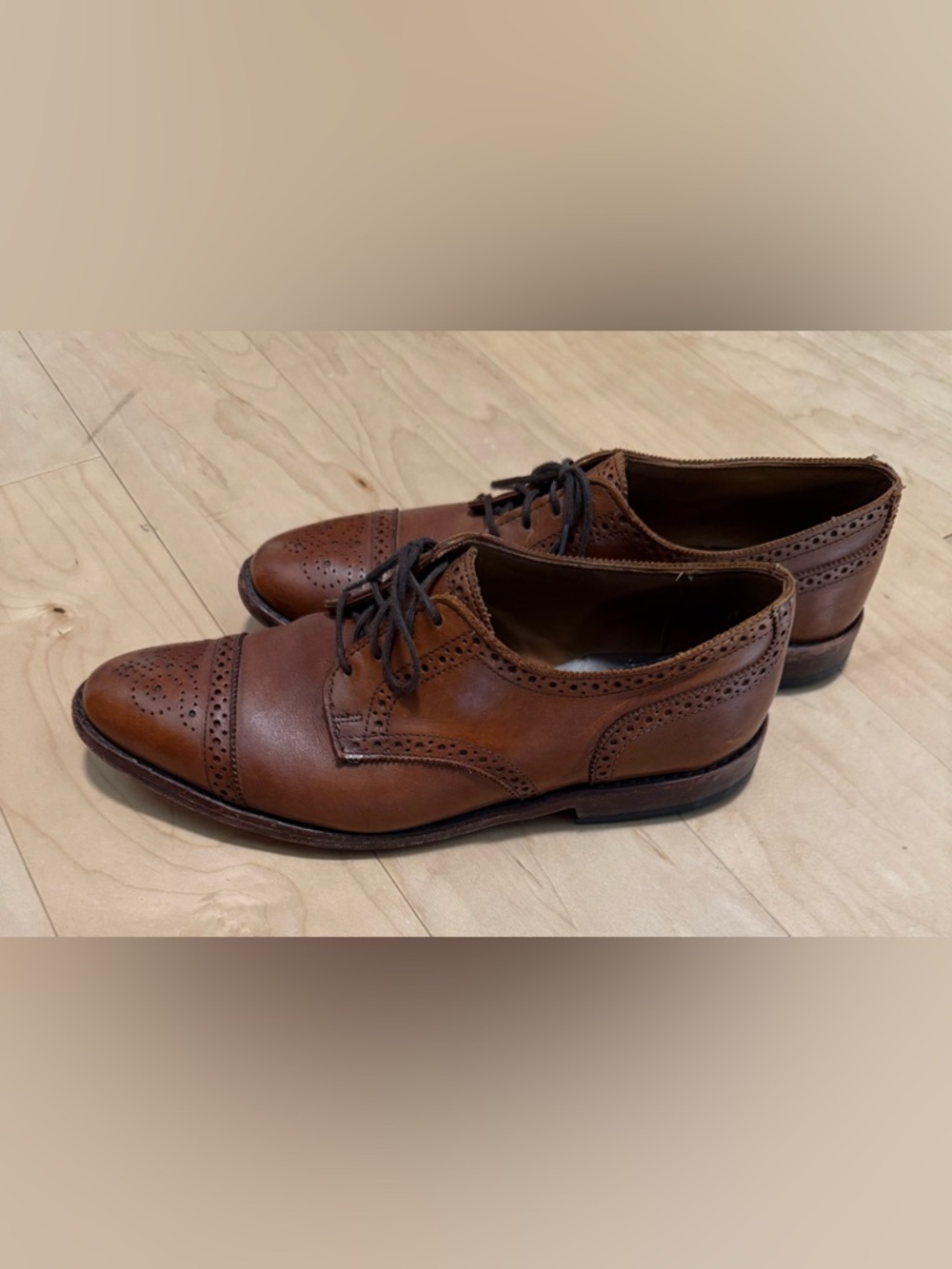 Allen Edmonds Captoe Oxford Brogue Wingtip Walnut Brown Dress Shoes USA Men’s 9D